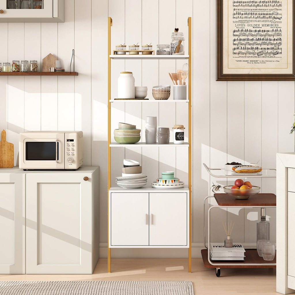 72.5 Inch Tall Bookshelf with Cabinet Anti-Tipping Kits and Metal Frame