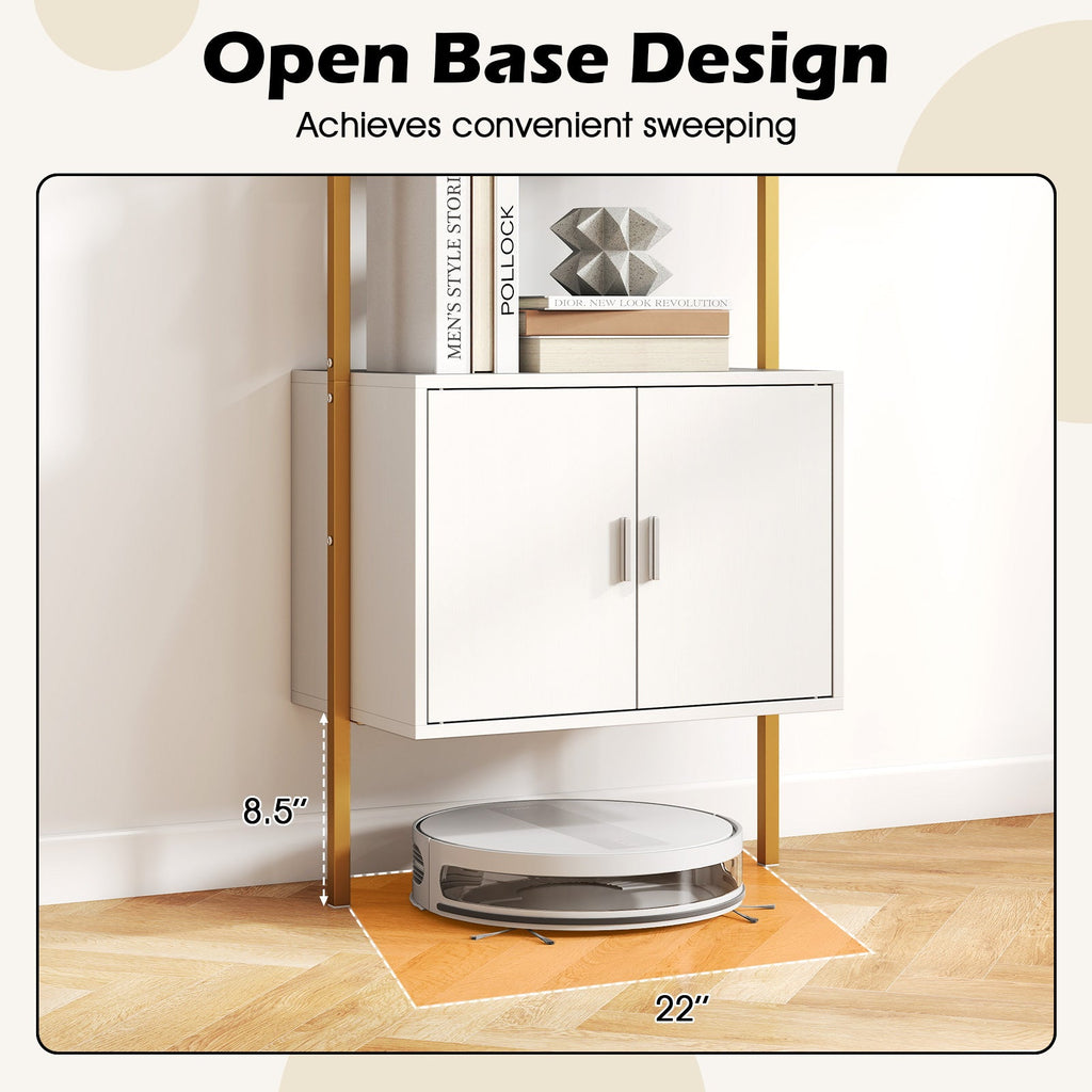 72.5 Inch Tall Bookshelf with Cabinet Anti-Tipping Kits and Metal Frame
