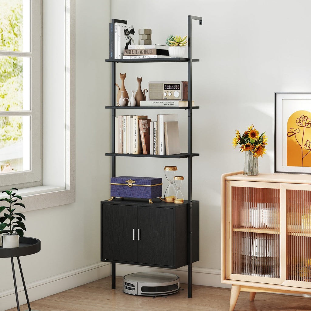 72.5 Inch Tall Bookshelf with Cabinet Anti-Tipping Kits and Metal Frame
