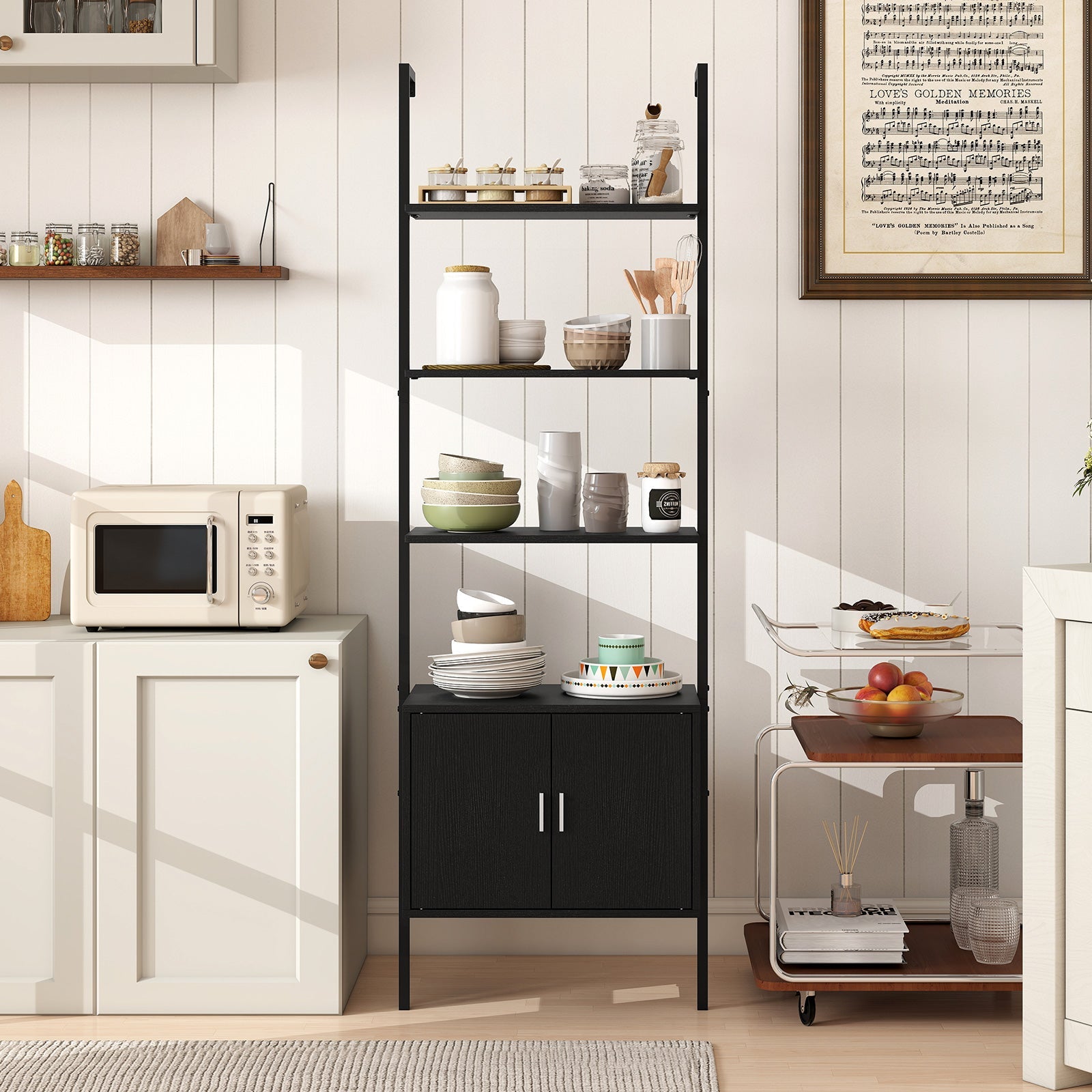 72.5 Inch Tall Bookshelf with Cabinet Anti-Tipping Kits and Metal Frame