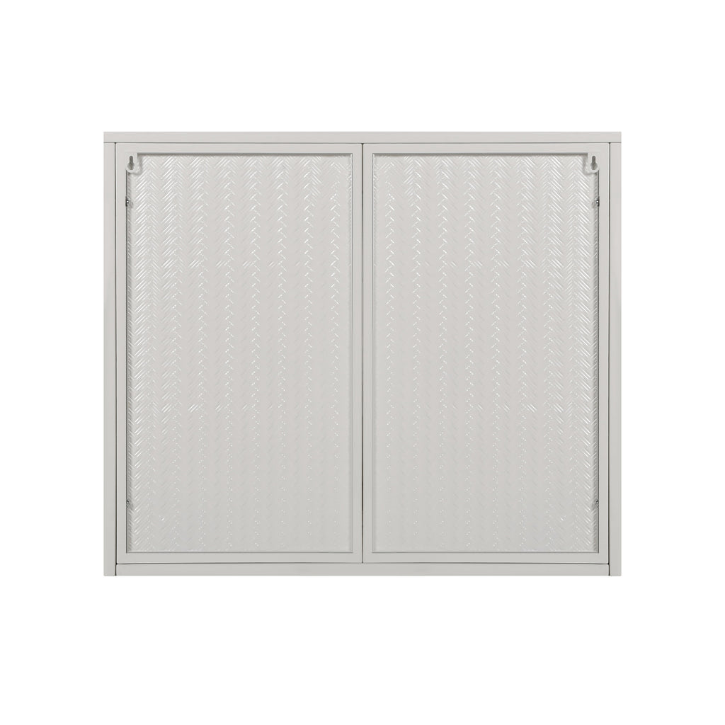 27.56"Glass Doors Modern Two-door Wall Cabinet with Featuring Three-tier Storage White