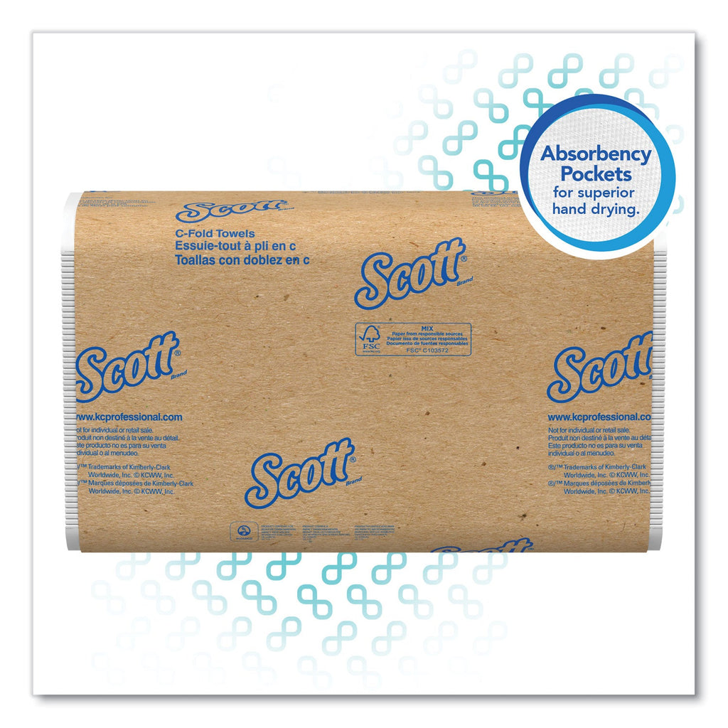 Scott Essential C-Fold Towels for Business, Absorbency Pockets, 10.13 x 13.15, White, 200/Pack, 12 Packs/Carton