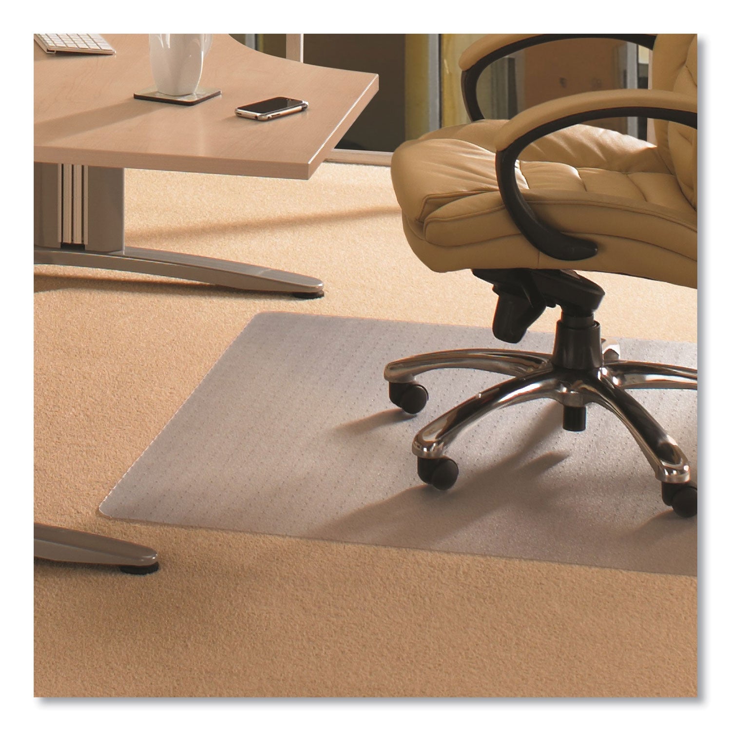 Floortex Cleartex Advantagemat Phthalate Free PVC Chair Mat for Low Pile Carpet, 53 x 45, Clear
