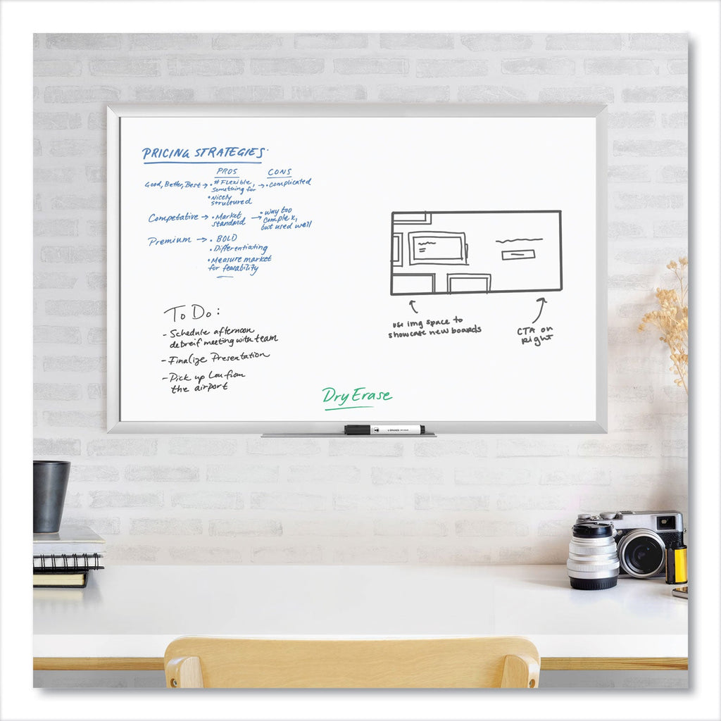U Brands Melamine Dry Erase Board, 36 x 24, White Surface, Silver Frame