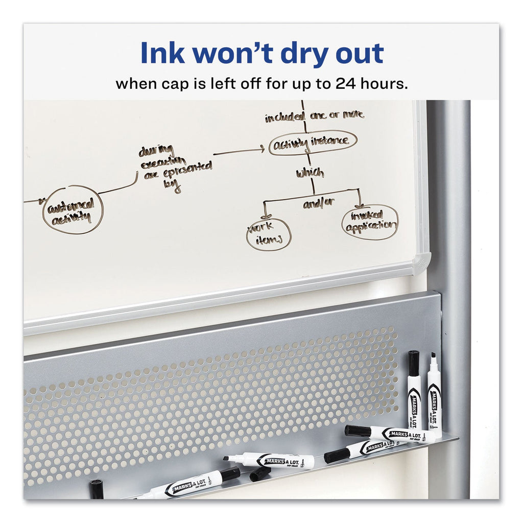 Avery MARKS A LOT Desk-Style Dry Erase Marker, Broad Chisel Tip, Black, Dozen (24408)