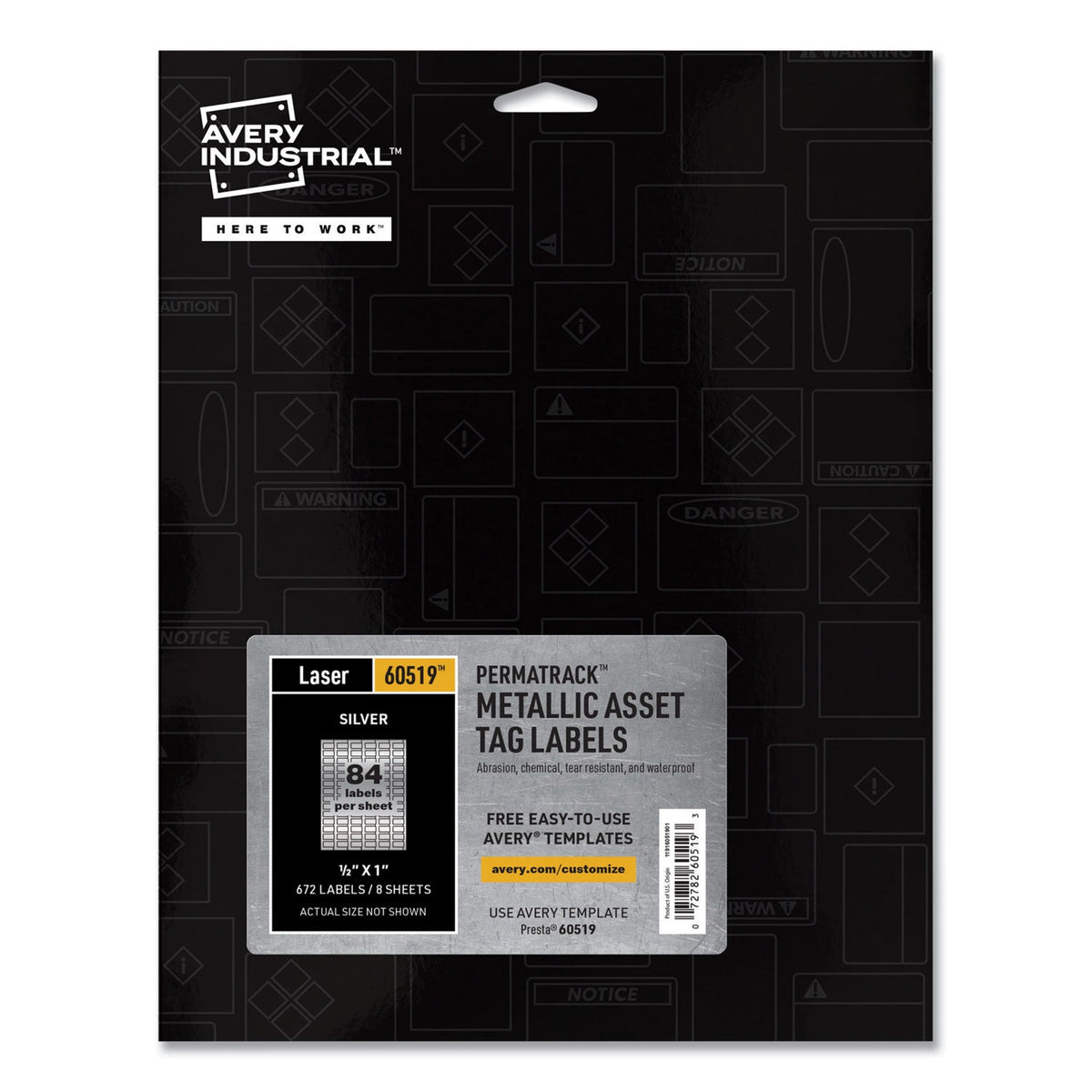 Avery PermaTrack Metallic Asset Tag Labels, Laser Printers, 0.5 x 1, Silver, 84/Sheet, 8 Sheets/Pack