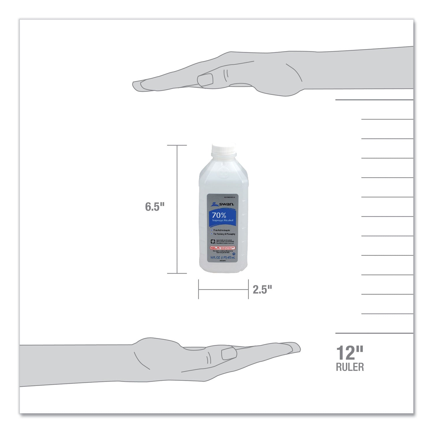 PhysiciansCare First Aid Kit Rubbing Alcohol, Isopropyl Alcohol, 16 oz Bottle