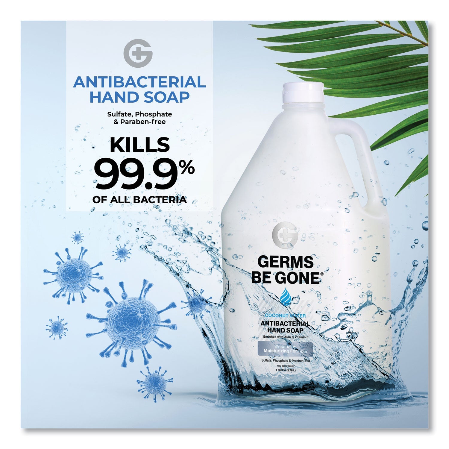 Germs Be Gone Antibacterial Hand Soap, Aloe, 1 gal Cap Bottle, 4/Carton