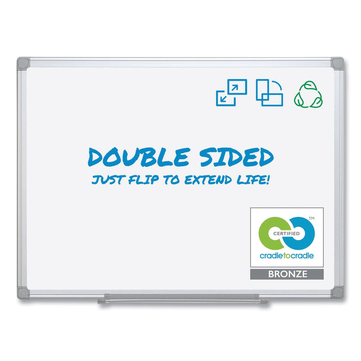 MasterVision Earth Silver Easy Clean Dry Erase Boards, 48 x 96, White, Aluminum Frame