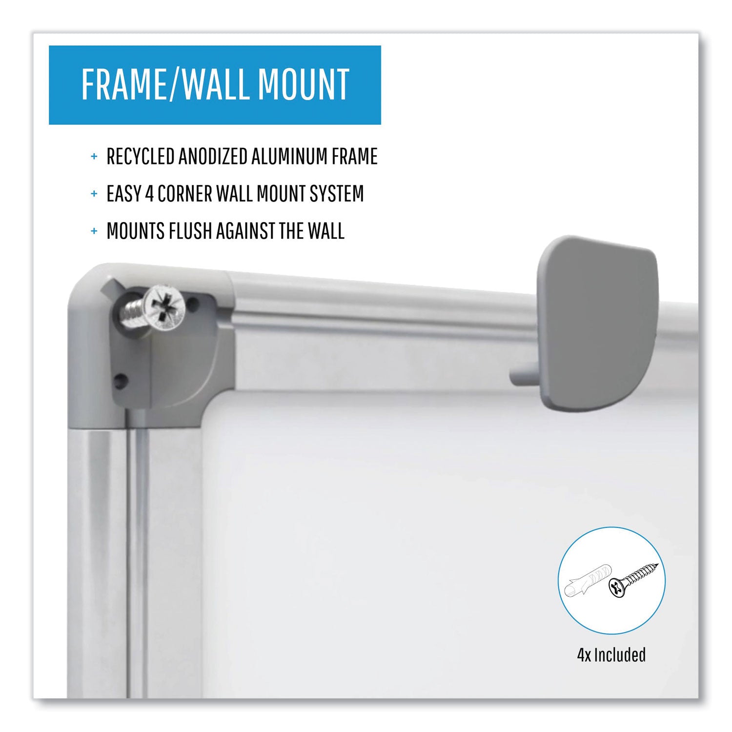 MasterVision Earth Silver Easy Clean Dry Erase Boards, 48 x 96, White, Aluminum Frame