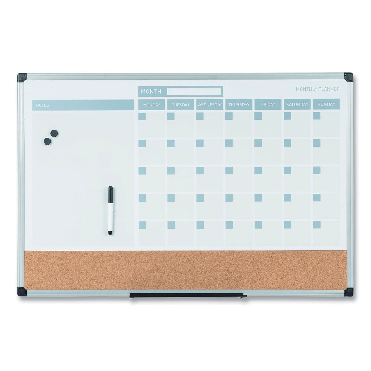 MasterVision 3-in-1 Calendar Planner Dry Erase Board, 36 x 24, Silver Frame