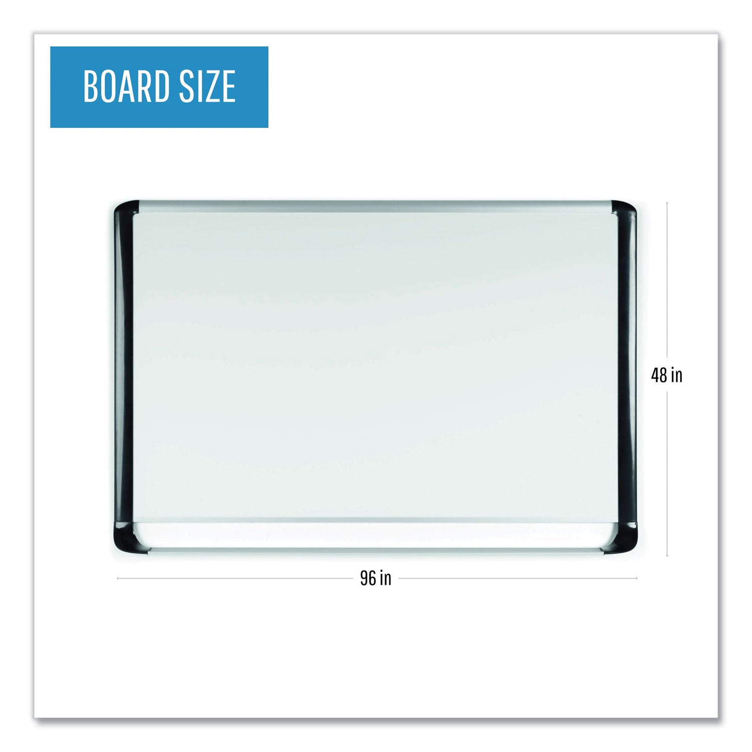 MasterVision Lacquered steel magnetic dry erase board, 48 x 96, Silver/Black
