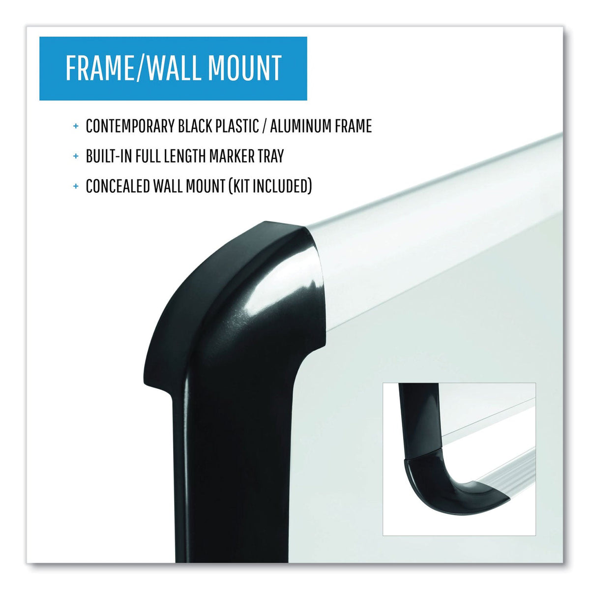 MasterVision Lacquered steel magnetic dry erase board, 48 x 96, Silver/Black