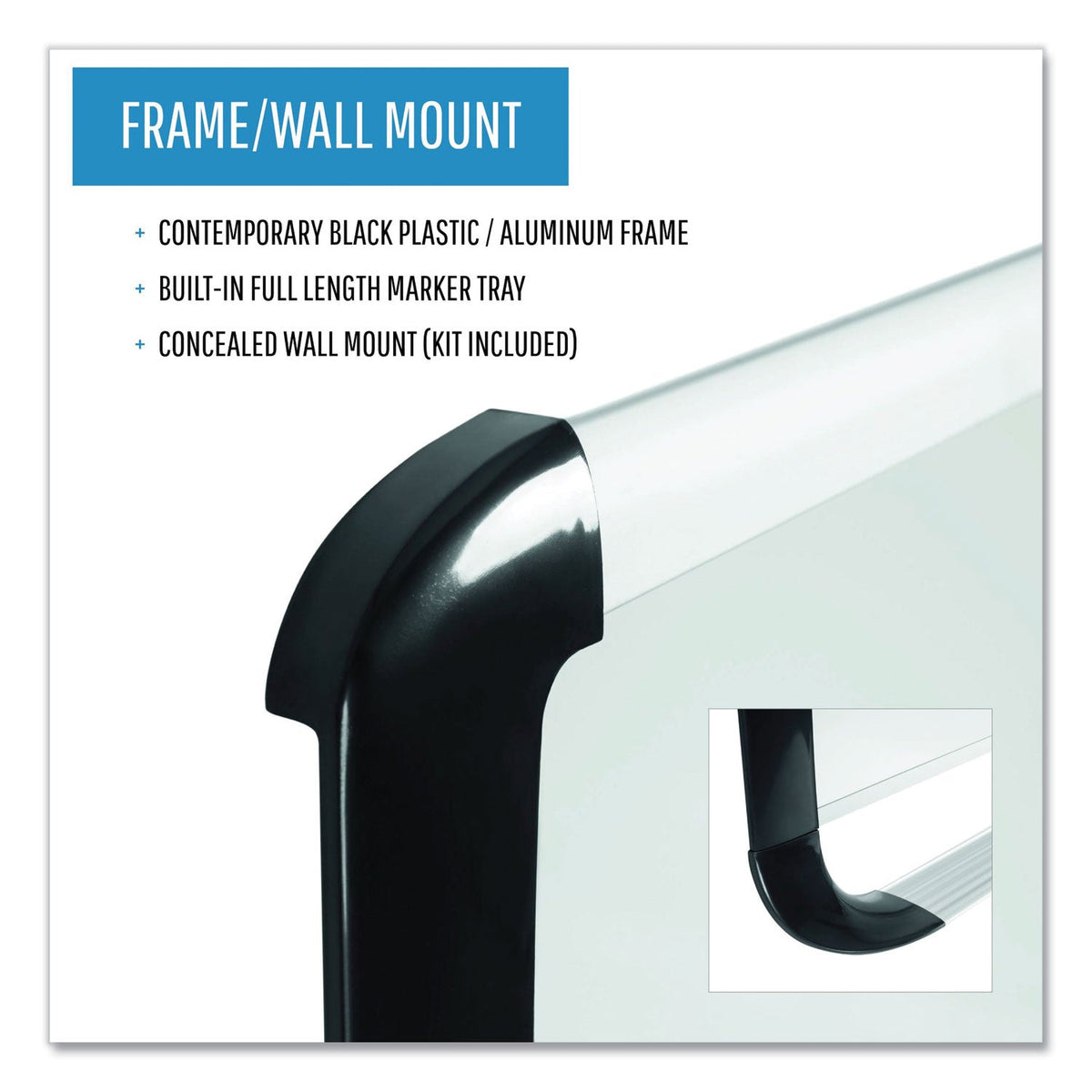 MasterVision Lacquered steel magnetic dry erase board, 48 x 72, Silver/Black