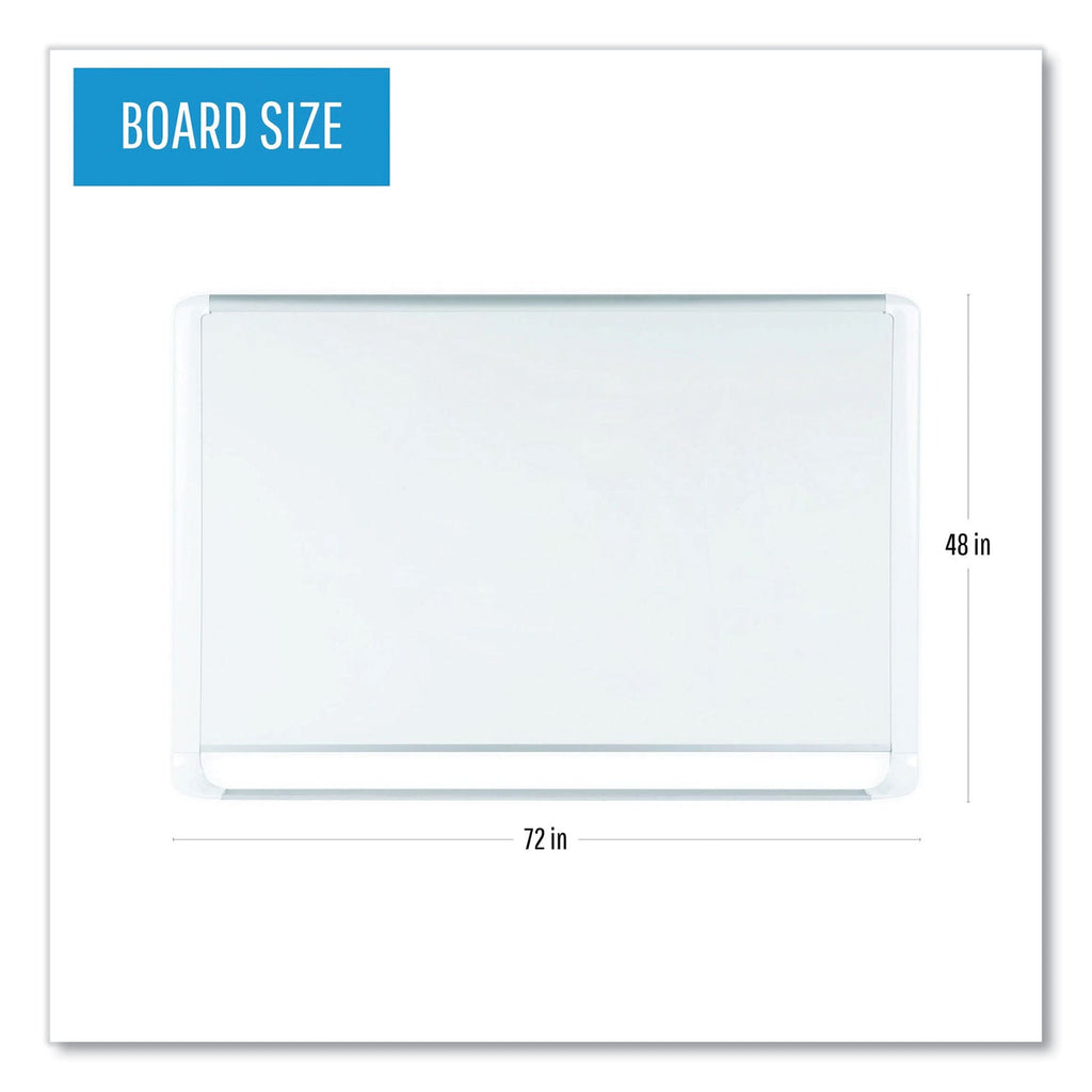 MasterVision Lacquered steel magnetic dry erase board, 48 x 72, Silver/White