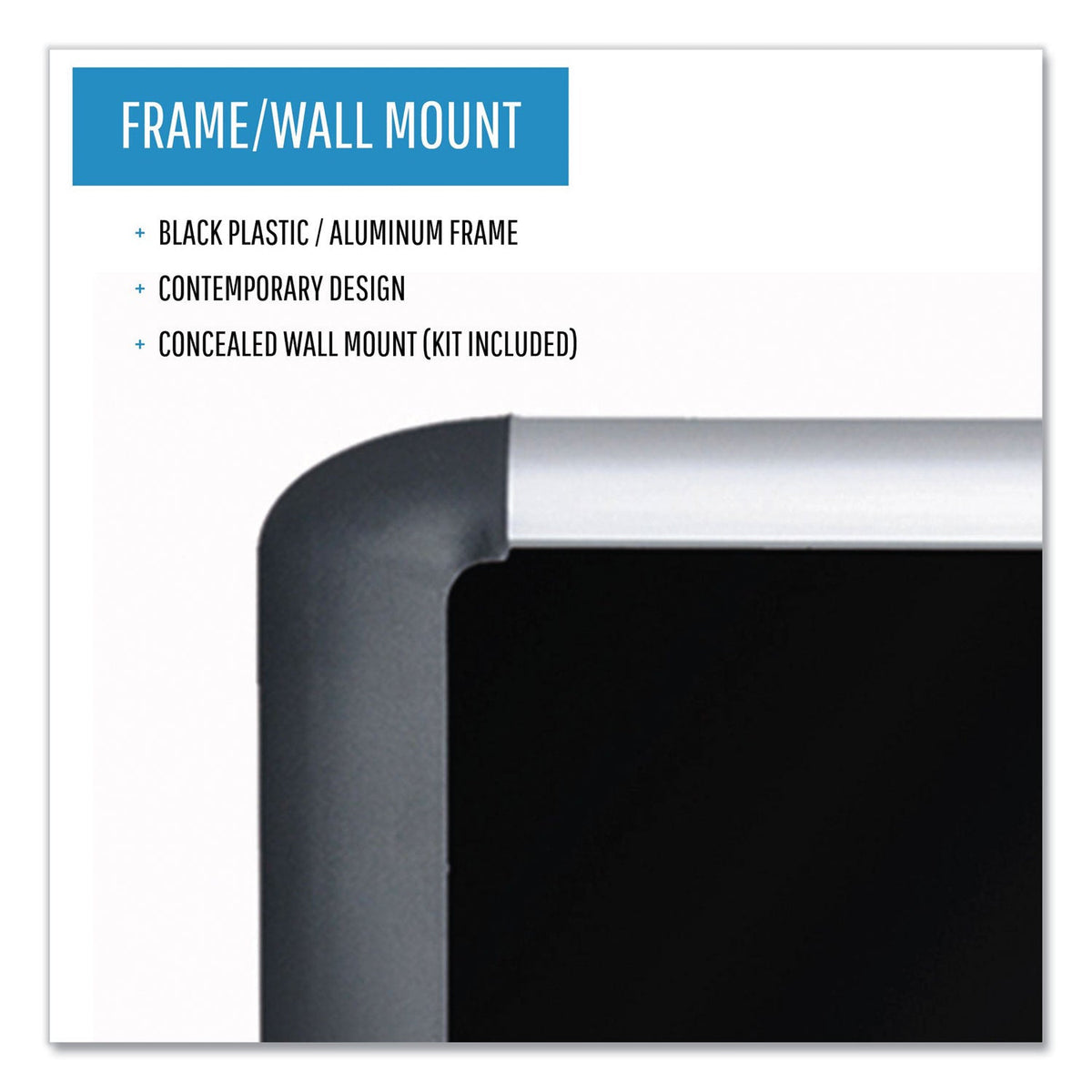 MasterVision Black fabric bulletin board, 48 x 72, Silver/Black