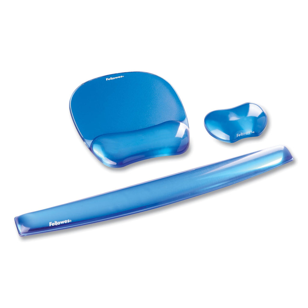 Fellowes Gel Crystals Keyboard Wrist Rest, 18.5 x 2.25, Blue