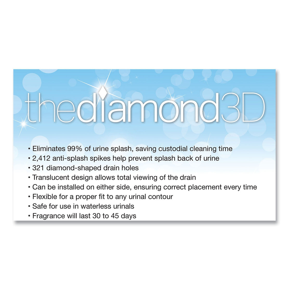 Big D Industries Diamond 3D Urinal Screen, Lavender Lace Scent, 0.13 oz, Lavender, 10/Box