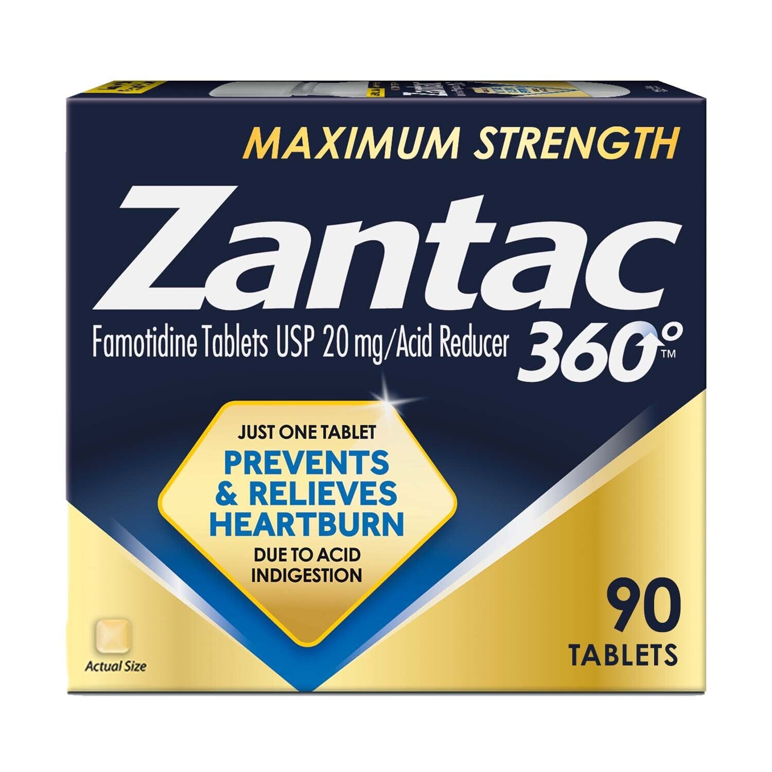 Zantac 360 Max Strength 20mg – 90 Tablets Value Size, Heartburn Relief & Prevention