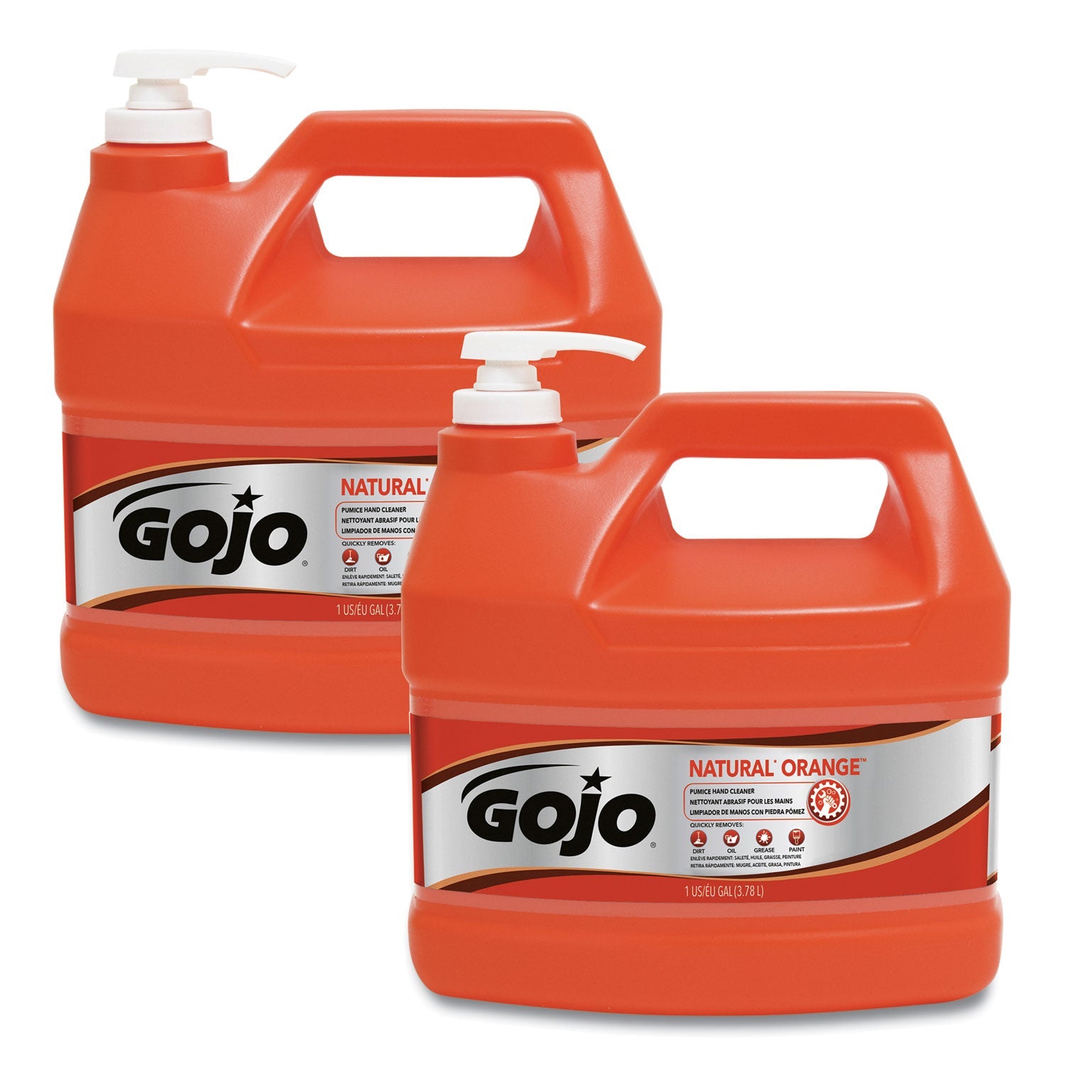 GOJO NATURAL ORANGE Pumice Hand Cleaner, Citrus, 1 gal Pump Bottle, 2/Carton