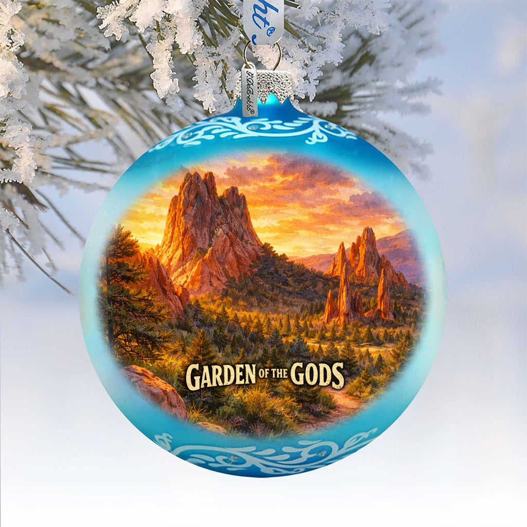 Garden of the Gods Colorado Glass Christmas Ornament – Holiday Splendor Scenic Ornament by G. DeBrekht – 73461