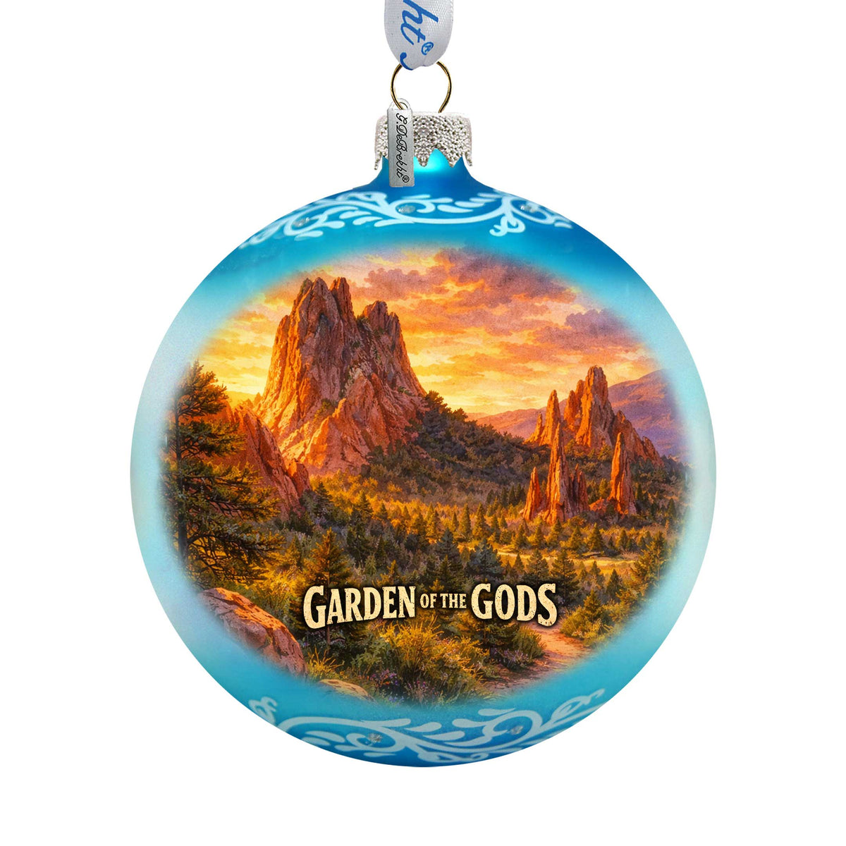 Garden of the Gods Colorado Glass Christmas Ornament – Holiday Splendor Scenic Ornament by G. DeBrekht – 73461