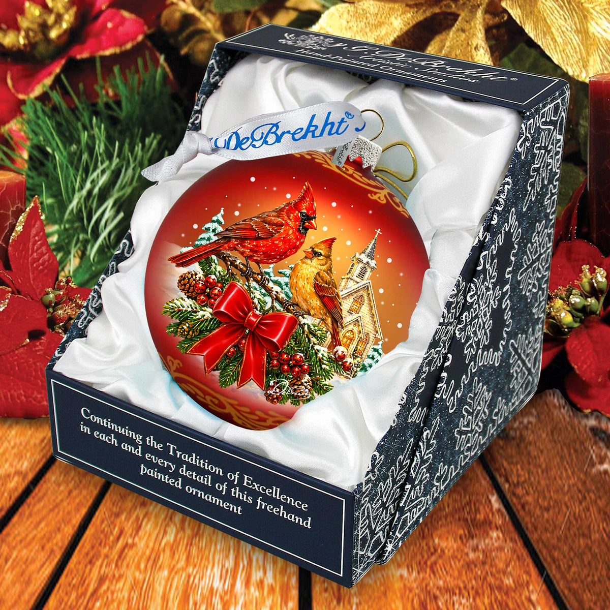 Christmas Cardinals Glass Ornament – Holiday Splendor Cardinal Ornament by G. DeBrekht – 73462