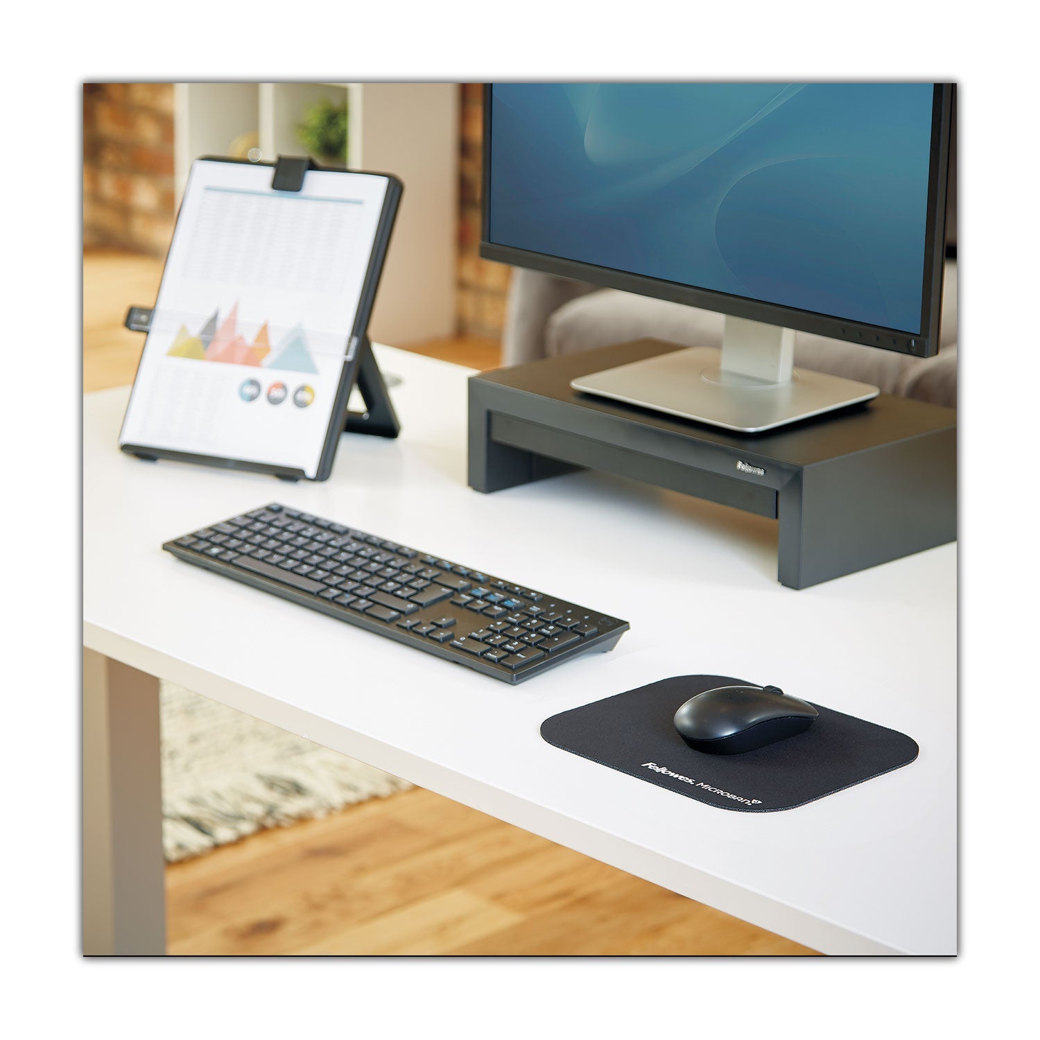 Fellowes Mouse Pad with Microban Protection, 9 x 8, Black