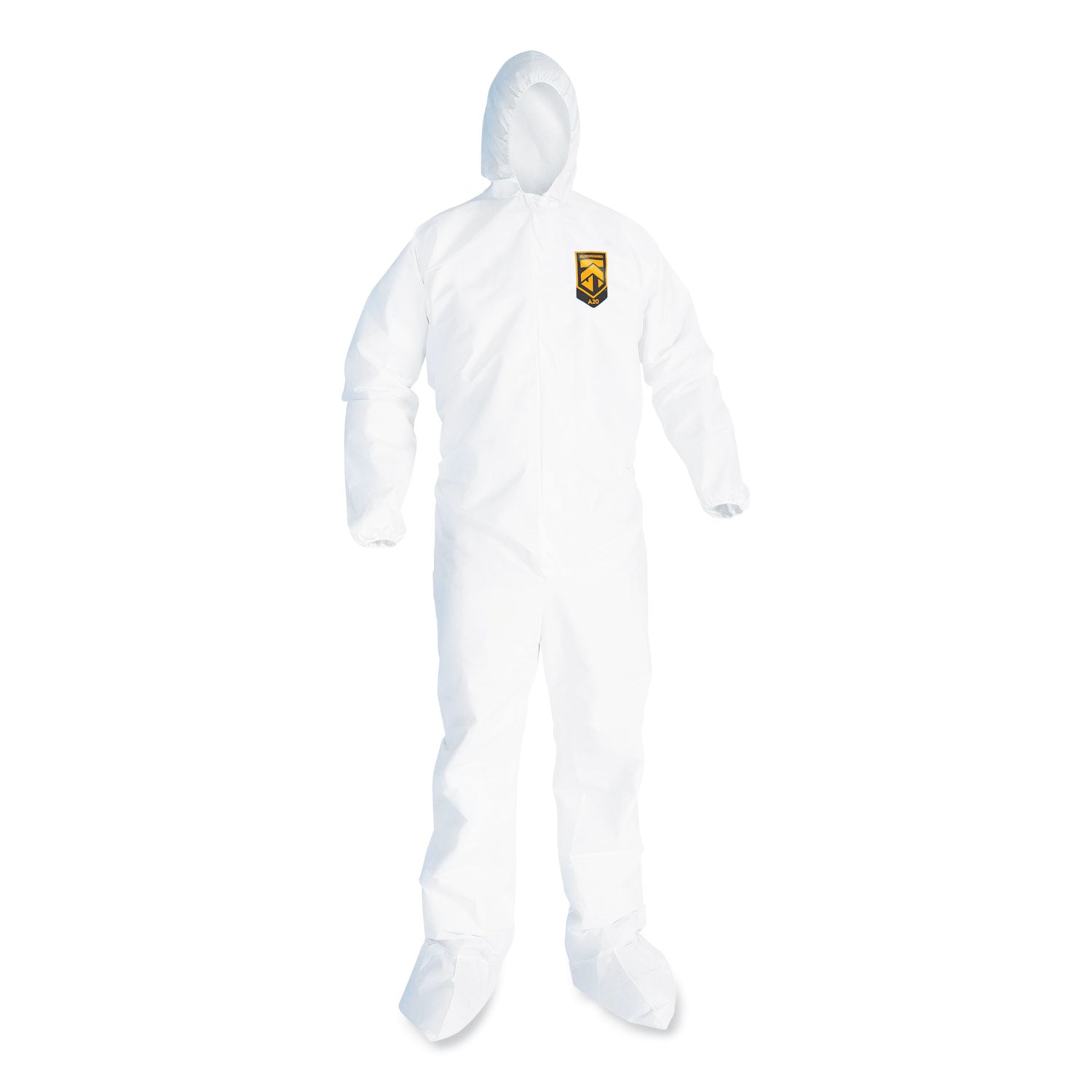 KleenGuard A20 Breathable Particle Protection Coveralls, Elastic Back, Hood and Boots, Large, White, 24/Carton