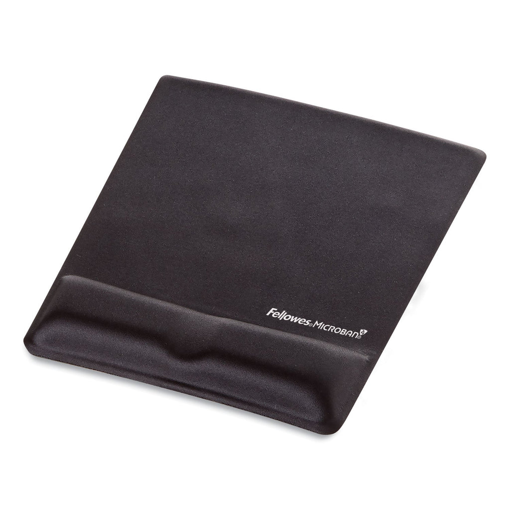 Fellowes Ergonomic Memory Foam Wrist Support with Attached Mouse Pad, 8.25 x 9.87, Black