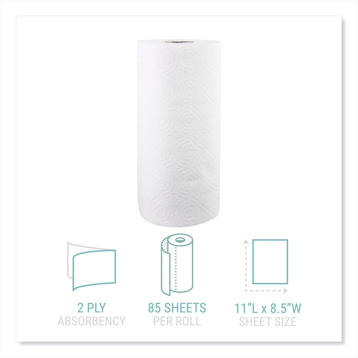 Windsoft Kitchen Roll Towels, 2-Ply, 11 x 8.5, White, 85/Roll, 30 Rolls/Carton