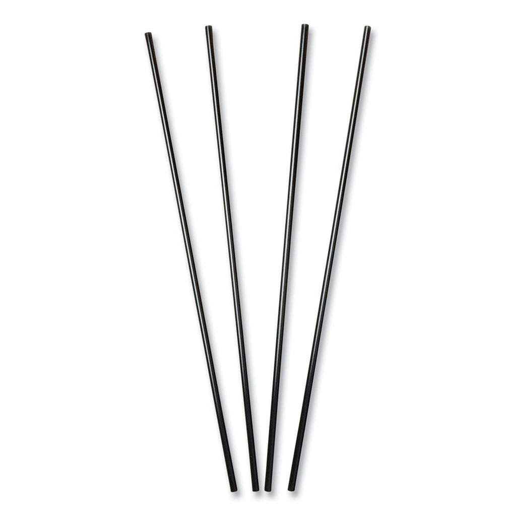 AmerCareRoyal Sip Straws, 7.5", Plastic, Black, 10,000/Carton