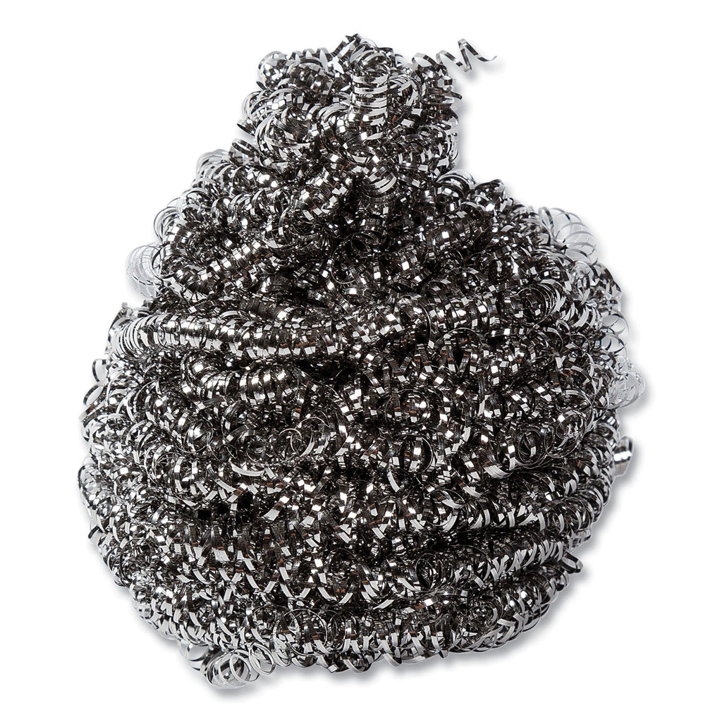 AmerCareRoyal Stainless Steel Sponge, Polybagged, 1.50 oz, Gray, 12/Pack, 12/Packs/Carton