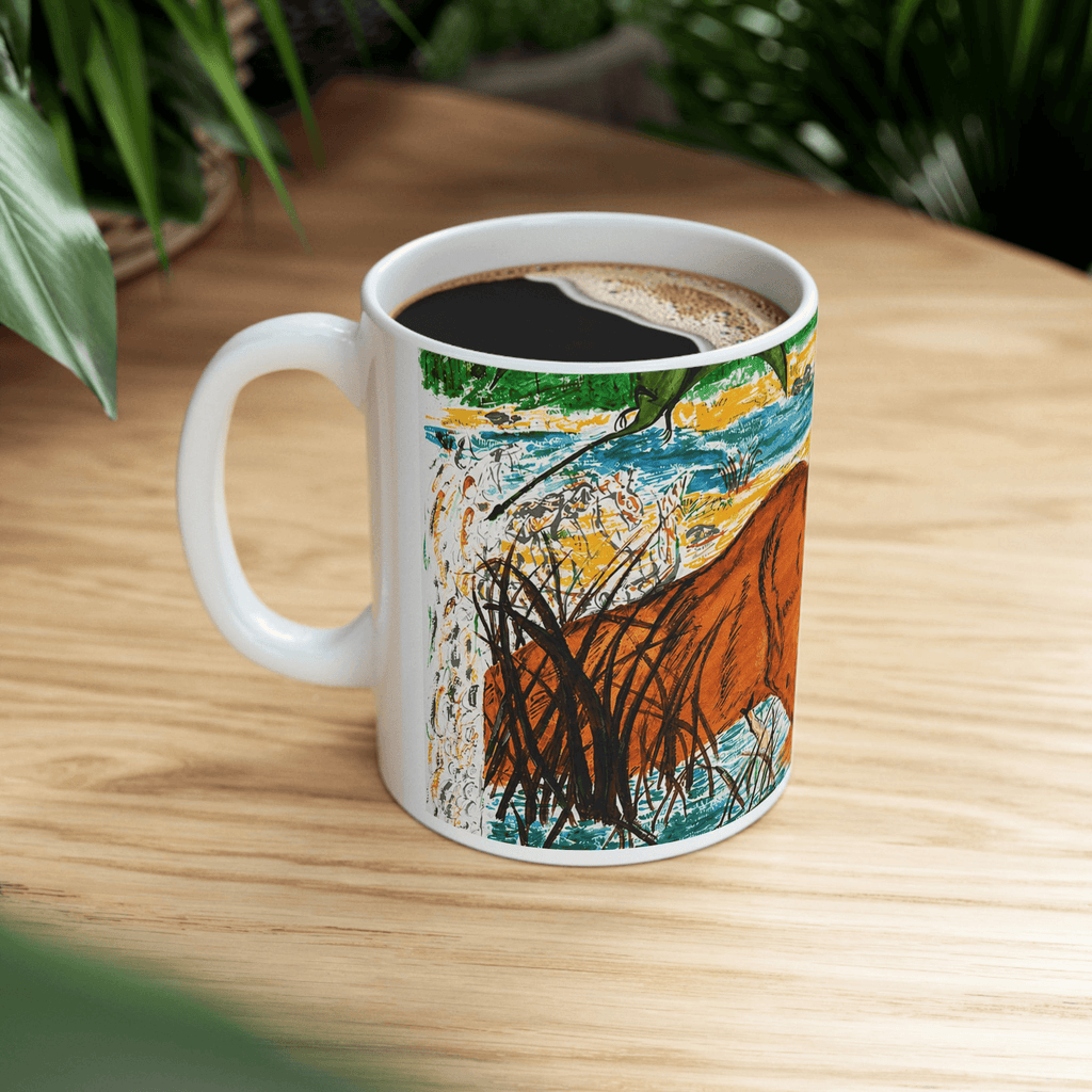 PimsArt Prehistoric Sabertooth Tiger Scene Mug From Original Painting