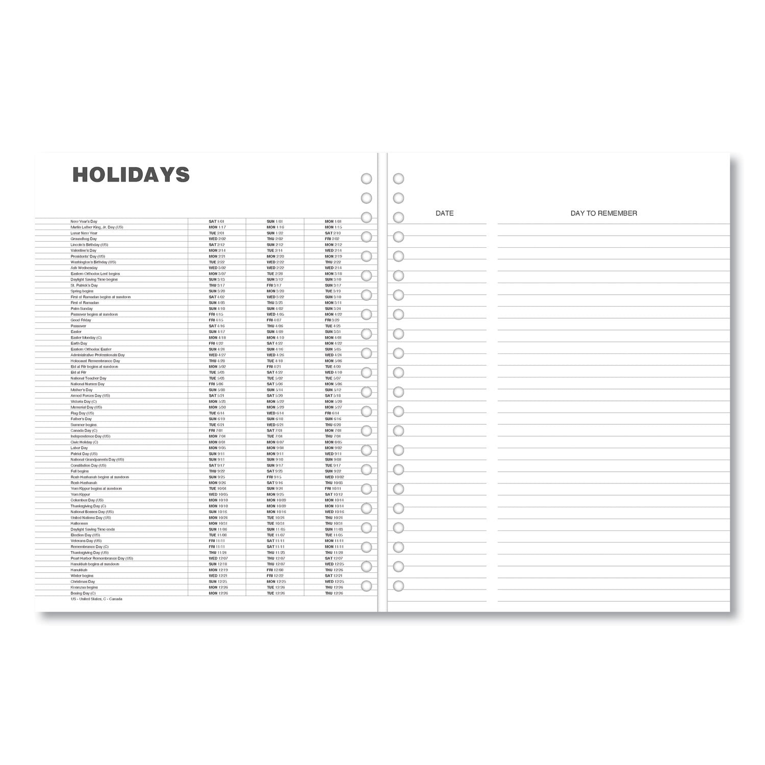 Universal Monthly Planner, 11 x 8, Black Cover, 14-Month, Dec 2022 through Jan 2024