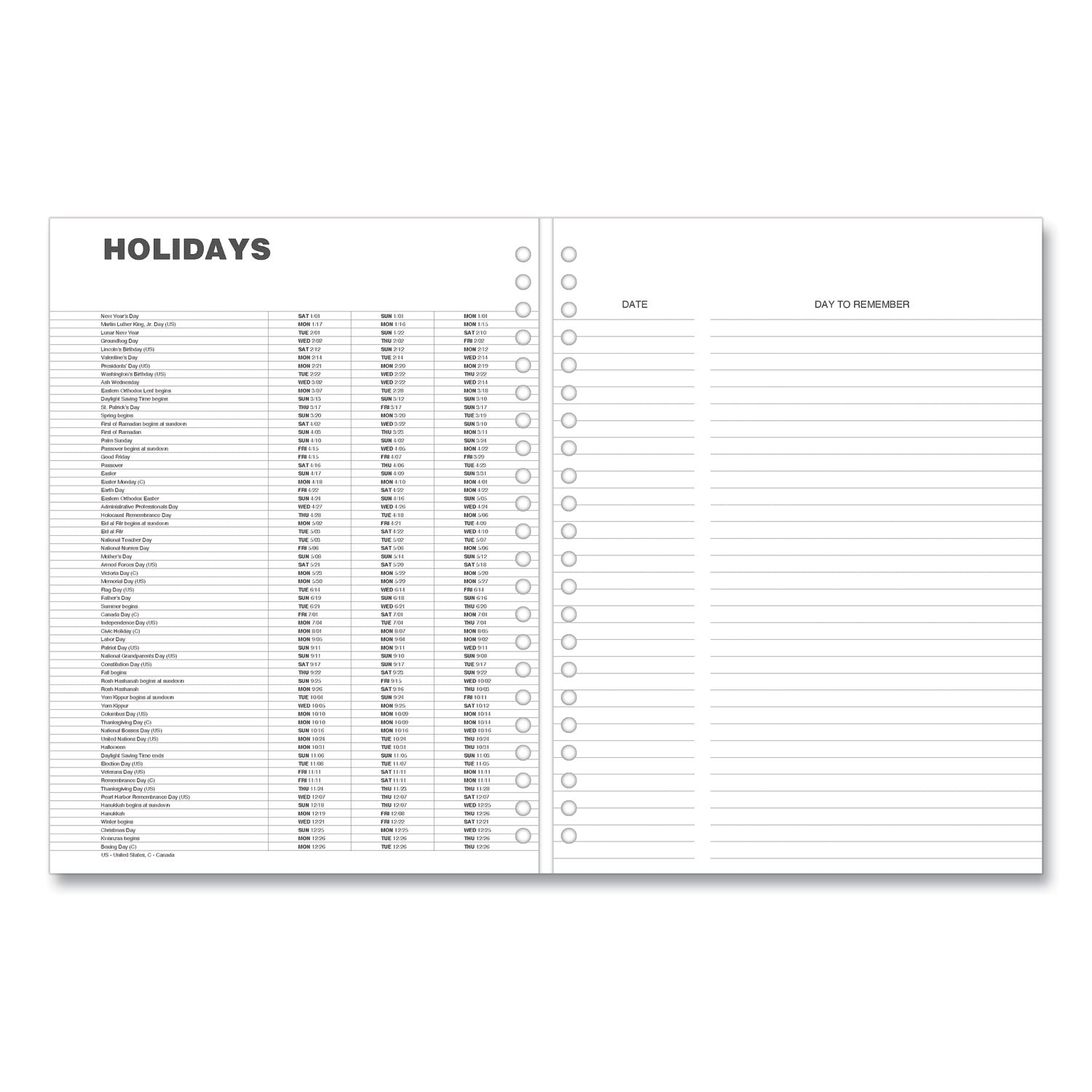 Universal Weekly Planner, 11 x 8, Black Cover, 14-Month, Dec 2022 through Jan 2024