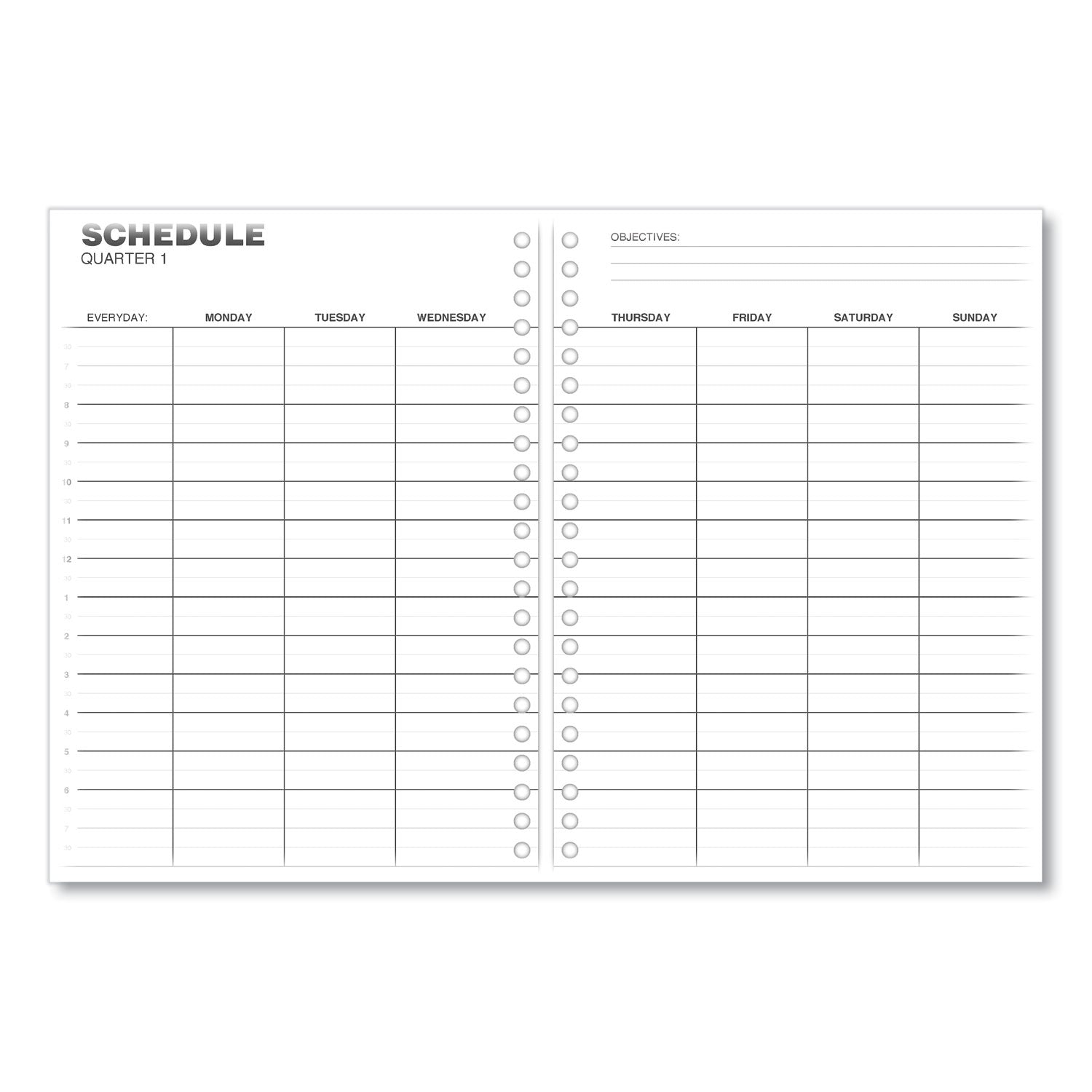 Universal Weekly Planner, 11 x 8, Black Cover, 14-Month, Dec 2022 through Jan 2024