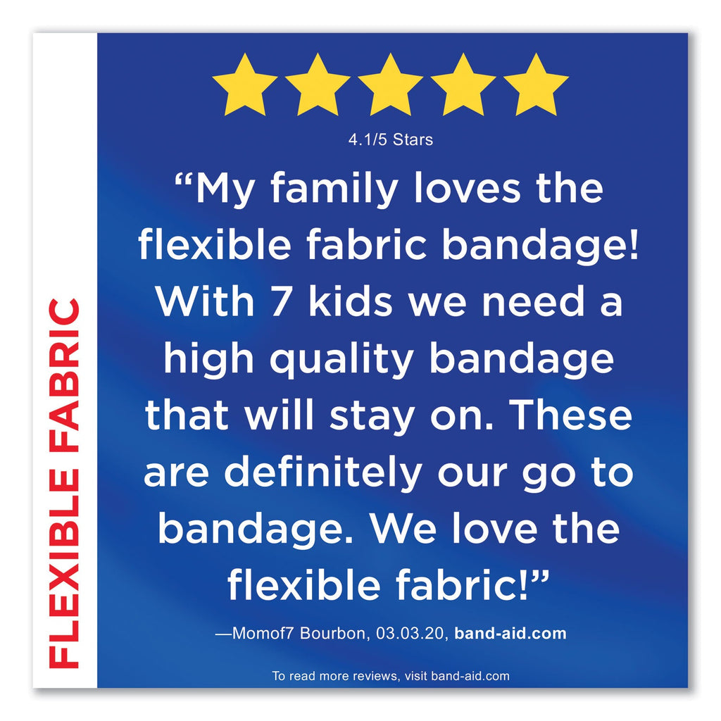 BAND-AID Flexible Fabric Adhesive Bandages, Assorted, 100/Box