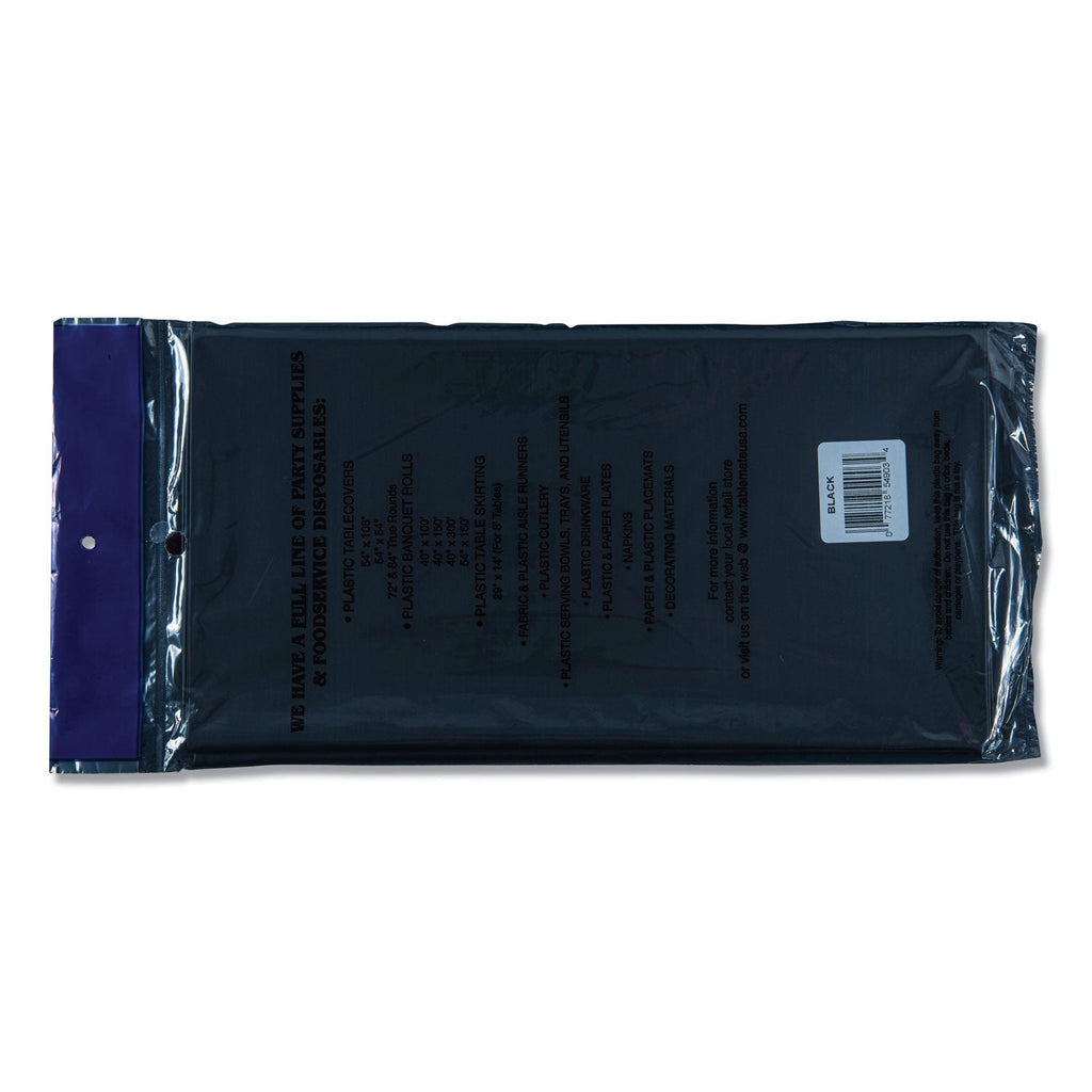 Tablemate Table Set Rectangular Table Covers, Heavyweight Plastic, 54" x 108", Black, 6/Pack