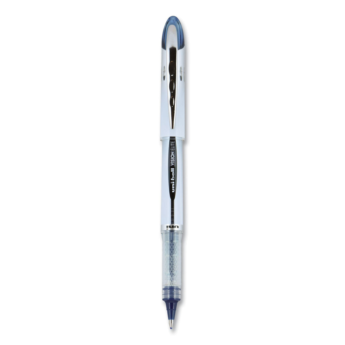 uniball VISION ELITE Roller Ball Pen, Stick, Bold 0.8 mm, Blue-Black Ink, White/Blue Barrel