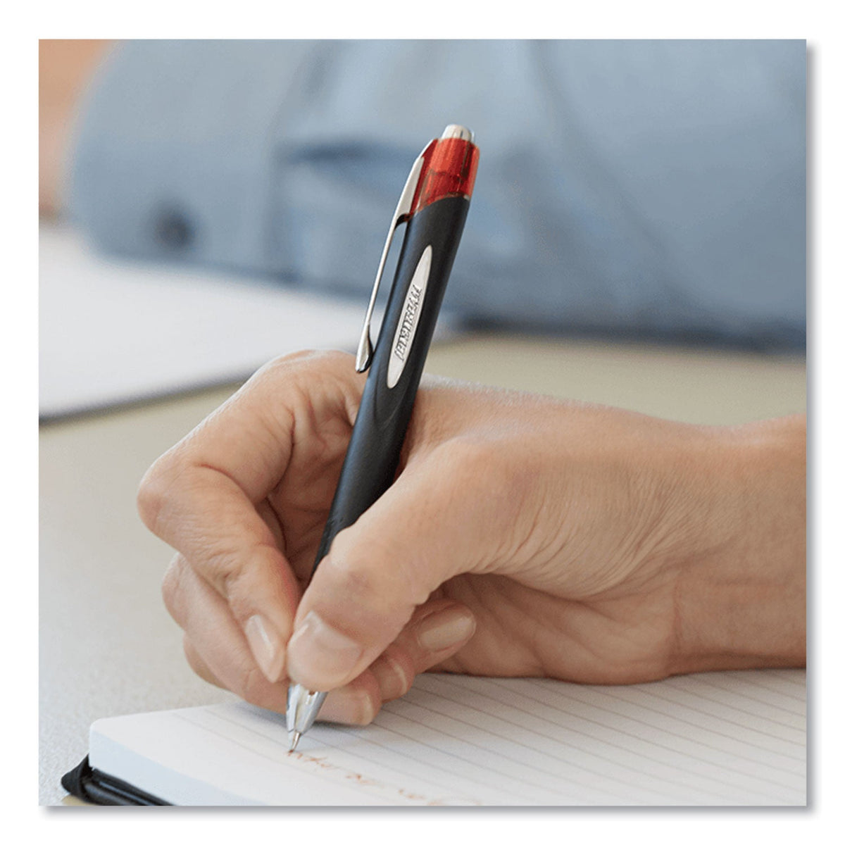 uniball Jetstream Retractable Ballpoint Pen, Fine 0.7 mm, Blue Ink, Blue Barrel