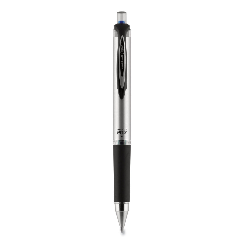 uniball 207 Impact Gel Pen, Retractable, Bold 1 mm, Blue Ink, Black/Blue Barrel