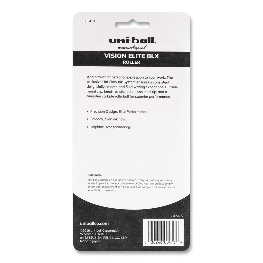 uniball VISION ELITE BLX Series Roller Ball Pen, Stick, Micro 0.5 mm, Assorted Ink and Barrel Colors, 5/Pack