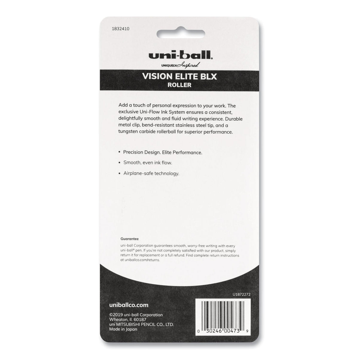 uniball VISION ELITE BLX Series Roller Ball Pen, Stick, Micro 0.5 mm, Assorted Ink and Barrel Colors, 5/Pack