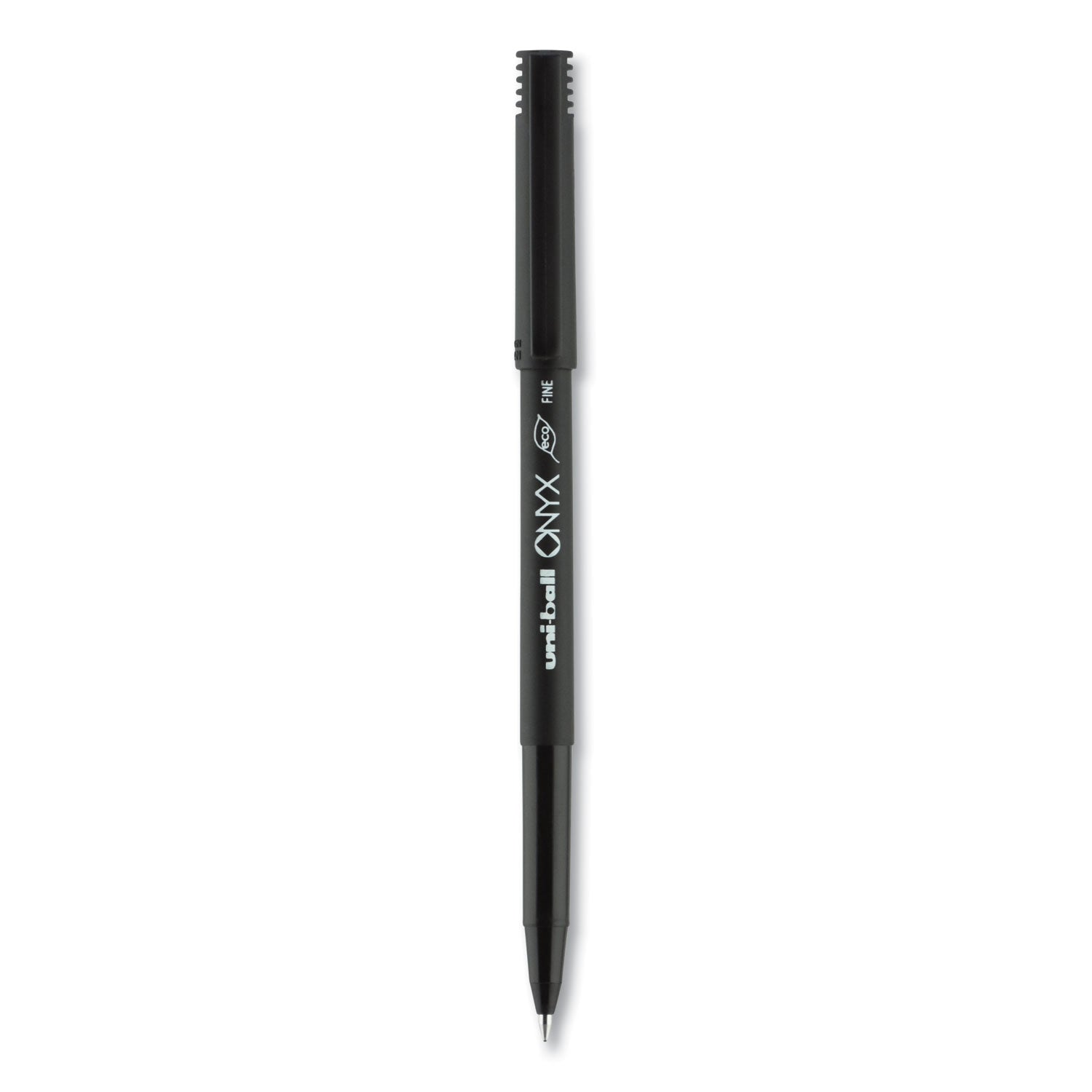 uniball ONYX Roller Ball Pen, Stick, Fine 0.7 mm, Black Ink, Black Matte Barrel, 72/Pack