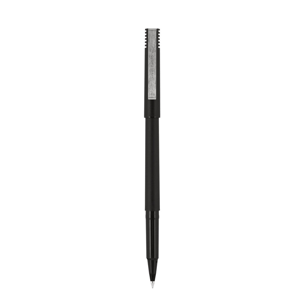 uniball Roller Ball Pen, Stick, Micro 0.5 mm, Black Ink, Black Barrel, 72/Pack