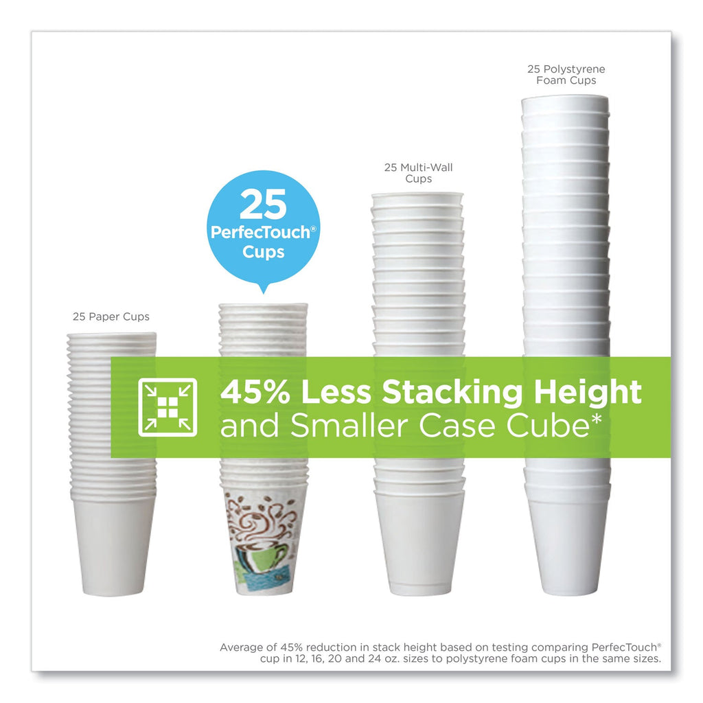 Dixie PerfecTouch Paper Hot Cups, 10 oz, Coffee Haze Design, 25/Pack