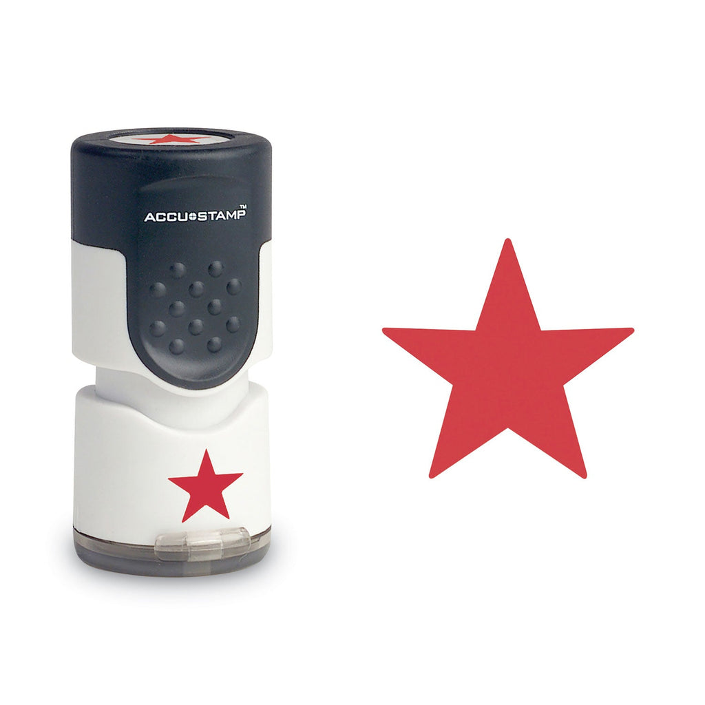 ACCUSTAMP Pre-Inked Round Stamp with Microban, Star, 0.63" dia, Red