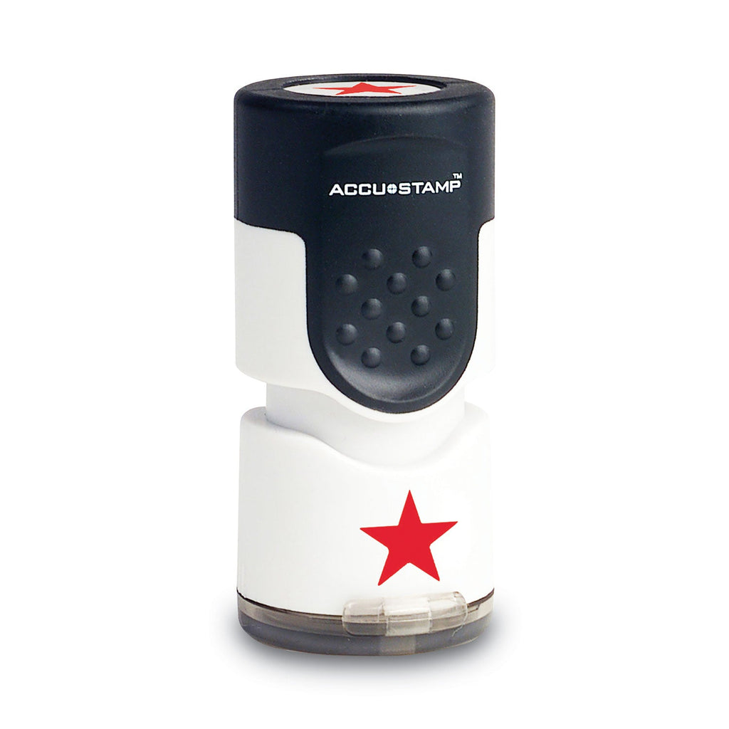 ACCUSTAMP Pre-Inked Round Stamp with Microban, Star, 0.63" dia, Red