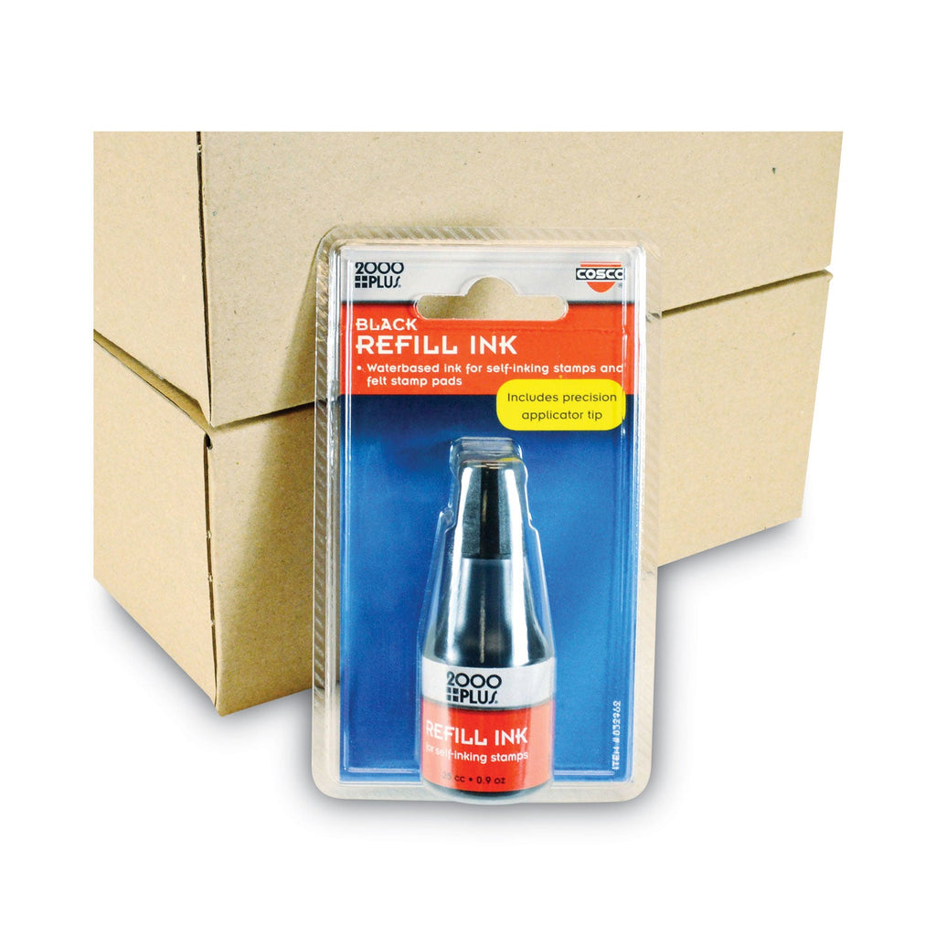 COSCO 2000PLUS Self-Inking Refill Ink, 0.9 oz. Bottle, Black